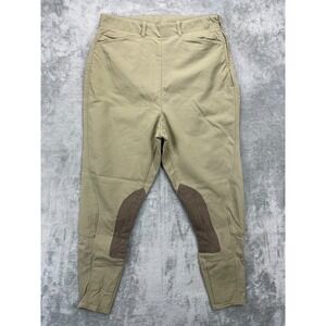 Ariat Khaki Tan Riding Breeches with Brown Knee Patches